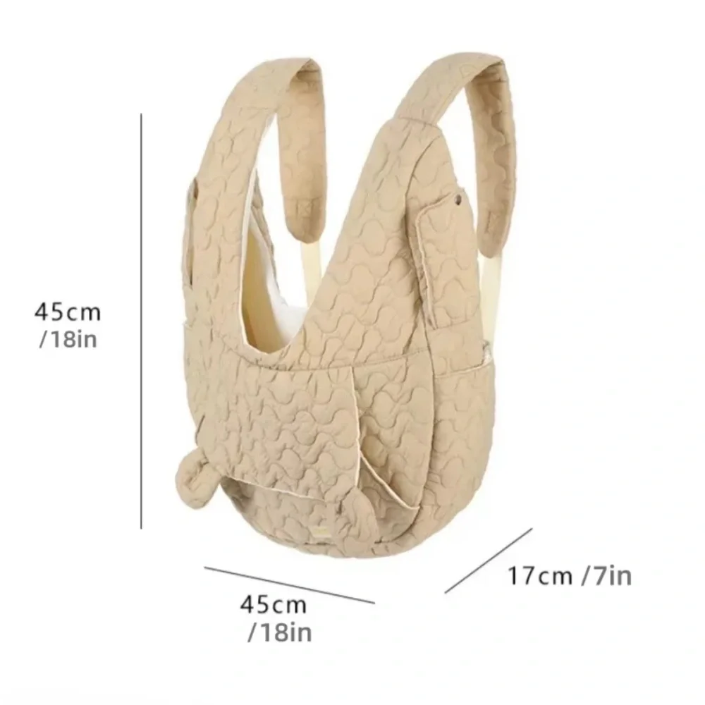 Pet Carrier Backpack Dog Cat Front Backpack Chest Carrier quilted tan cream
